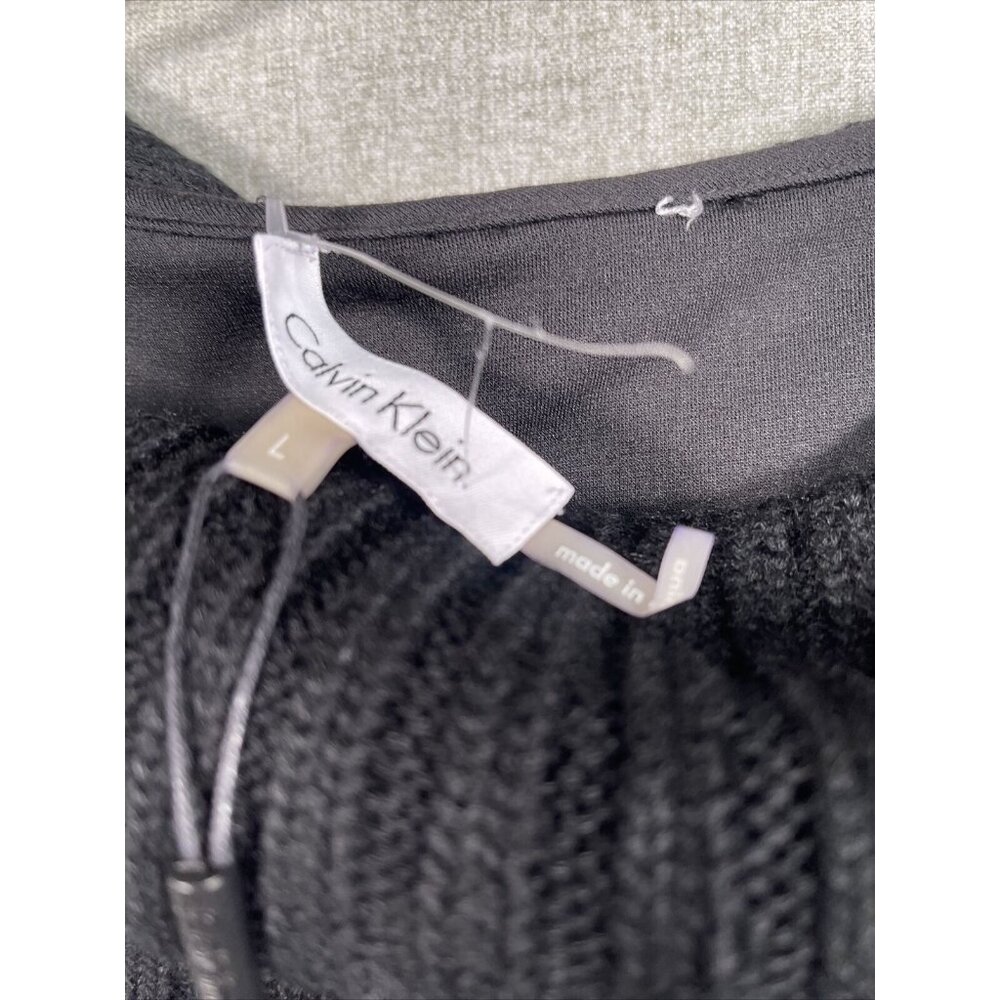 Calvin Klein Women's Sheath Style Dress Size L Black Sleeveless Sweater Collar - Picture 4 of 13